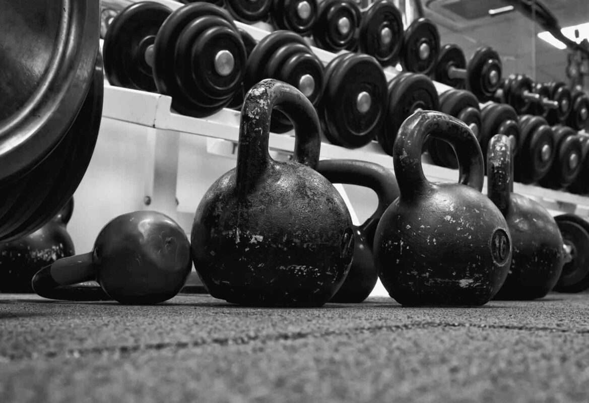 Pesas con piso de caucho